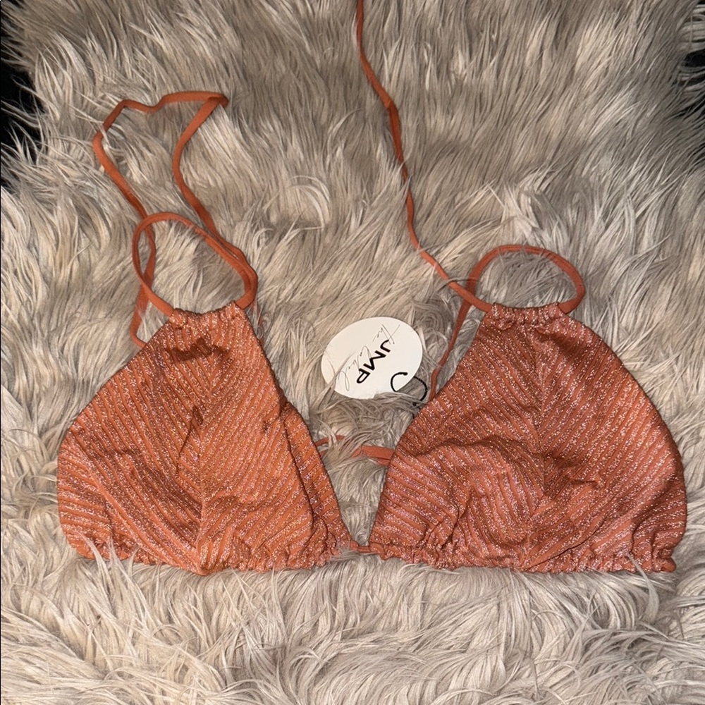 JMP the Label Amsterdam Triangle String Bikini Top in Sienna